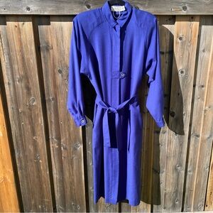 Selina | Vintage 100% Wool Purple Long Sleeve Dress Trench Duster